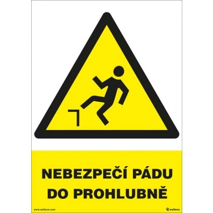 Nebezpečenstvo pádu do prehlbne 210x297mm, formát A4, plastová tabuľka