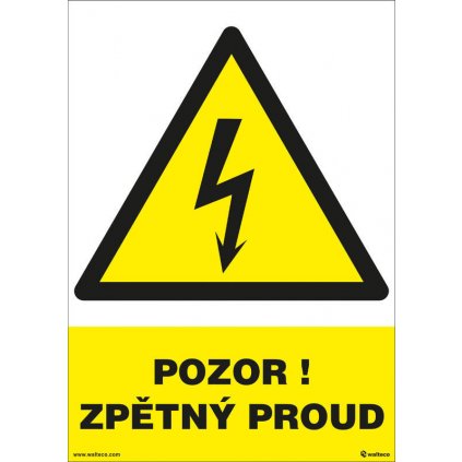 Pozor zpětný proud 210x297mm, formát A4, plastová tabulka