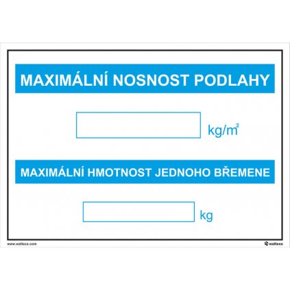 Maximální nosnost podlahy 297x210mm, formát A4, plastová tabulka