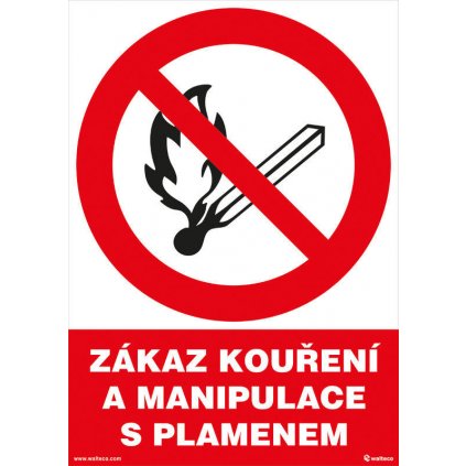 Zákaz kouření a manipulace s plamenem 210x297mm, formát A4, samolepka
