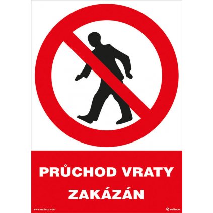 Průchod vraty zakázán 210x297mm, formát A4, plastová tabulka