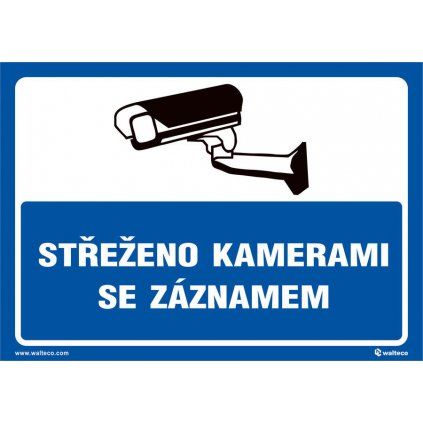 Strážené kamerami so záznamom (modrá), 210x148mm, formát A5, samolepka