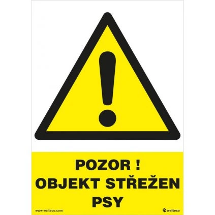 Pozor objekt strážený psami 148x210mm, formát A5, plastová tabuľka