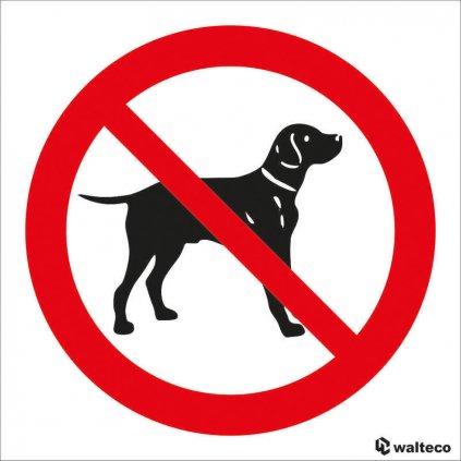 Zákaz vstupu se psem - symbol, 90x90mm, samolepka, 10 ks