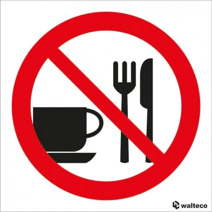 Zákaz vstupu s jedlom 90x90mm, samolepka