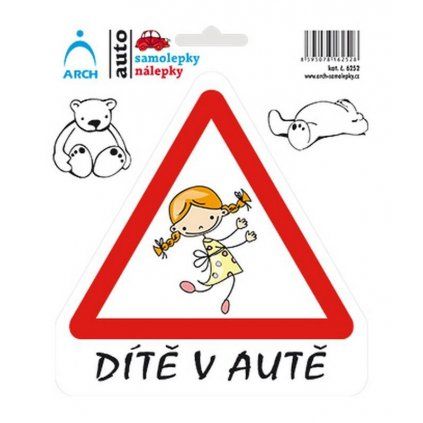 Dieťa v aute - veselé dievča, 150x180mm, nálepka
