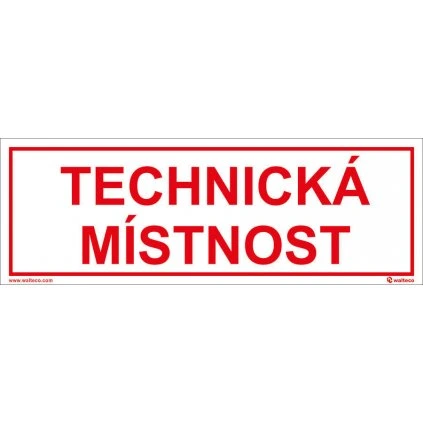 Technická miestnosť, 290x100mm, samolepka