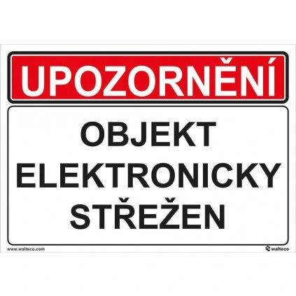 Objekt elektronicky strážený, 210x148mm, formát A5, samolepka