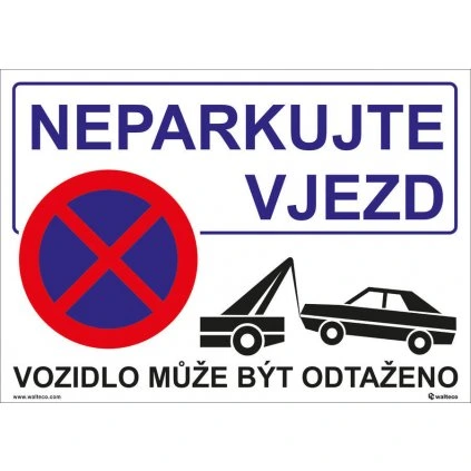 Neparkujte - vjazd, 297x210mm, formát A4, plastová tabuľka