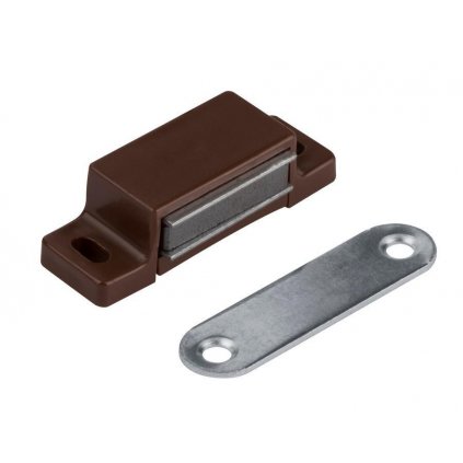 Nábytkový magnet, nosnost 3-4 kg se dvěma otvory pro šroub, hnědý, 2 ks