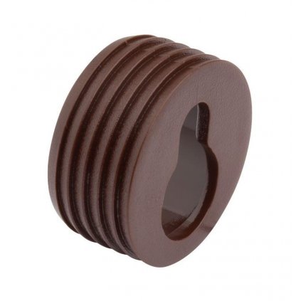 Kování pro zavěšení skříňky, průměr 20x10mm,plast, hnědý
