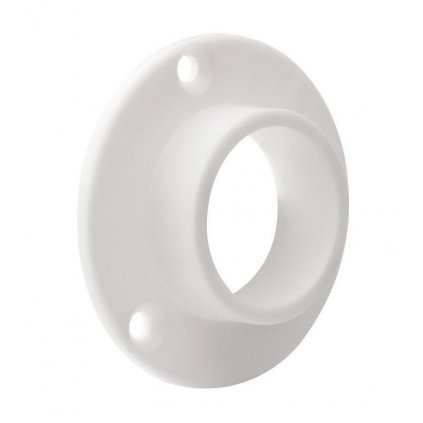 Držák šatní tyče s přírubou, průměr 25mm, plast, bílý