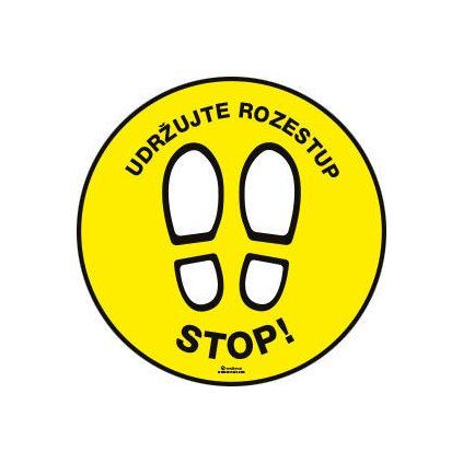 Samolepka "STOP! Udržujte odstup", priemer 400 mm