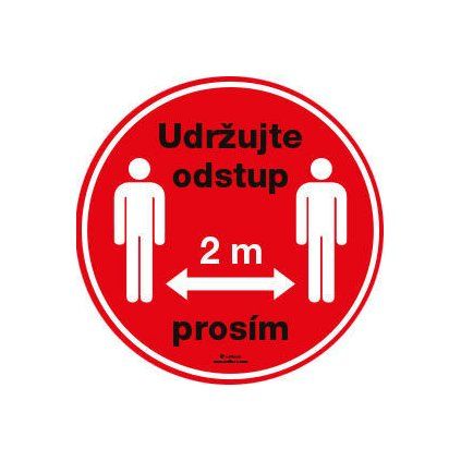 Samolepka "Udržujte odstup 2 m prosím", priemer 150 mm