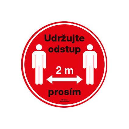 Samolepka "Udržujte odstup 2 m prosím", průměr 150 mm