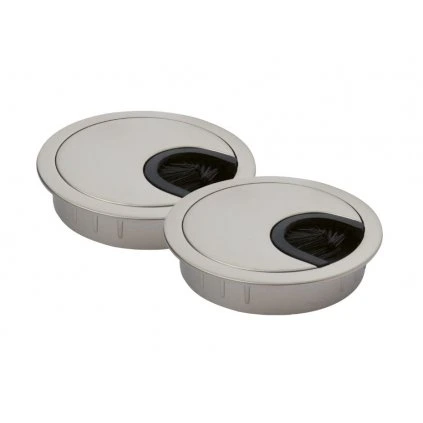 Káblová priechodka, priemer 60mm, kov, matný nikel, 2 ks