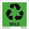 Recyklácia - sklo, 92x92mm, samolepka