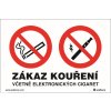 Zákaz kouření včetně elektronických cigaret, 150x100mm, samolepka