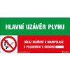 Hlavní uzávěr plynu/Zákaz kouření a manipulace s plamenem!, 150x80mm, samolepka