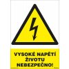 Vysoké napětí, životu nebezpečno! 210x297mm, formát A4, plastová tabulka