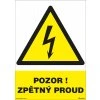 Pozor spätný prúd 210x297mm, formát A4, plastová tabuľka