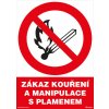 Zákaz kouření a manipulace s plamenem 210x297mm, formát A4, samolepka