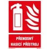 Prenosný hasiaci prístroj (vrátane textu) 148x210mm, formát A5, samolepka