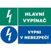 Hlavný vypínač/vypni v nebezpečenstve, 297x210mm, formát A4, samolepka
