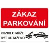 Plast zákaz parkování - odtah 297x210mm, formát A4, plastová tabulka