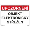 Objekt elektronicky střežen, 210x148mm, formát A5, samolepka