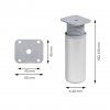 Nábytková noha kulatá, průměr 40mm, výška 100mm, aluminium optik