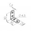 Spojovací úhelník, 30x30x15mm, nerez