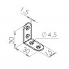 Spojovací uholník, 30x30x15mm, nerez