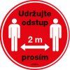 Samolepka "Udržujte odstup 2 m prosím", priemer 150 mm