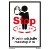 Samolepka "STOP - prosím udržujte rozestup 2 m", 210 × 297 mm, formát A4