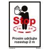 Samolepka "STOP - prosím udržujte rozostup 2 m", 210 × 297 mm, formát A4