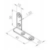 Spojovací uholník 30x40x10mm, ľavý, čierny