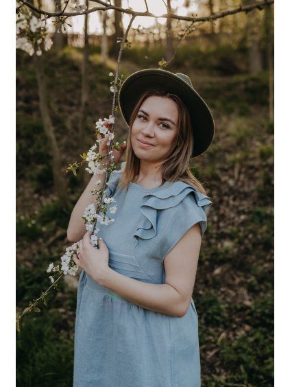 Šaty DELIA s volány- prašná modrá