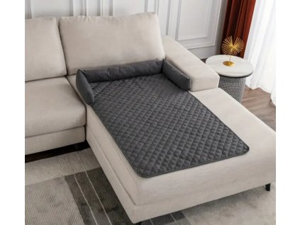 Voděodolný pelíšek pro psa na sedačku s protiskluzovým dnem 75 x 120 cm šedý