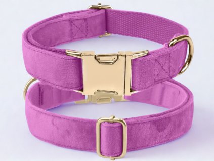 Velvet Rose Gold Luxusní sametový obojek pro psa