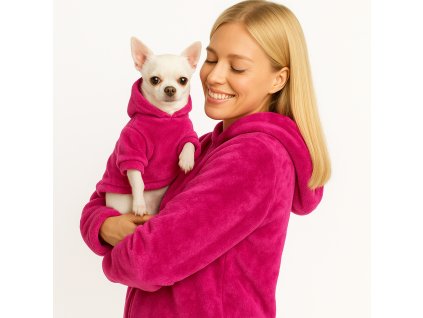 WANTED DOG Beránková mikina pro páníčka z hřejivého mikroplyše - BERRY PINK