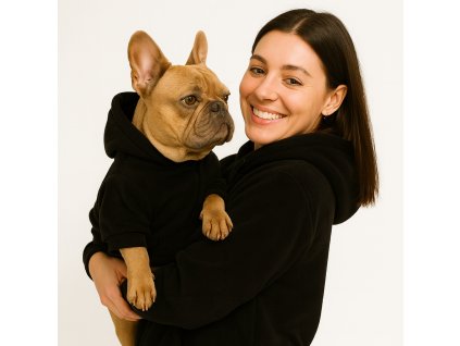 WANTED DOG Beránková černá mikina pro páníčka z hřejivého mikroplyše