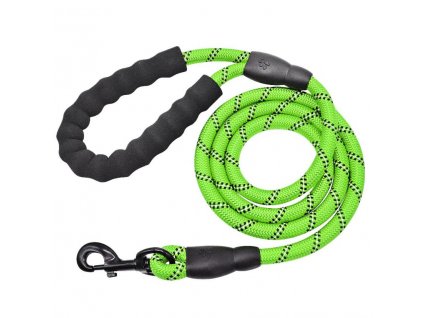 Nylonové guľaté vodítko pre psa s reflexnými prvkami ZELENE