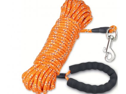 Stopovacie reflexné vodítko pre psa 15m - oranžové