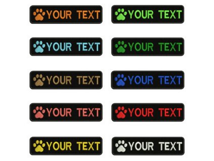 Vymeniteľný nápis na postroj a obojok pre psa s vlastným menom na suchý zips