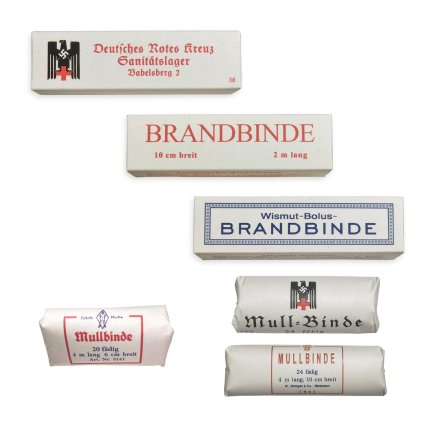 Bandages deutsches Rotes Kreuz Sanitätlager ww2 german reproduction wehrmacht medic brandbinde mullbinde warcopy pocket litter