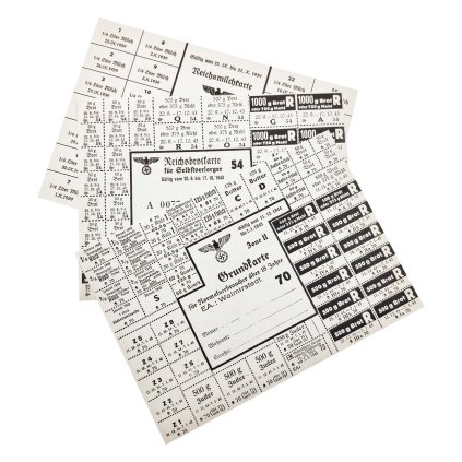 Ration coupon Zucker Brot Bread Sugar Milch food WW2 German WWII wehrmacht reenactment reenactor film props warcopy reproductions heeres paperwork ration civilian