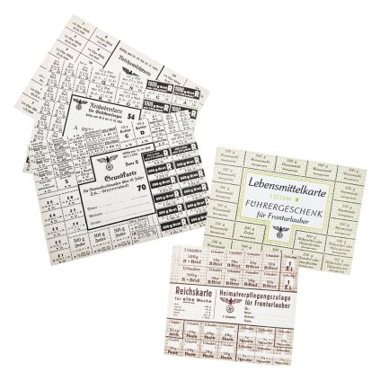 Ration coupon Zucker Brot Bread Sugar Milch food holiday fuhrer paket geschenk reichskarte WW2 German WWII wehrmacht reenactment reenactor film props warcopy reproductions heeres paperwork ration civilian