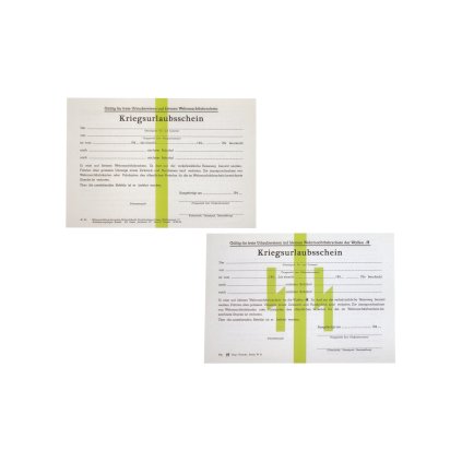 Leave pass Kriegsurlaubsschein travel certification WW2 German WWII wehrmacht reenactment reenactor film props warcopy reproductions heeres paperwork desk items