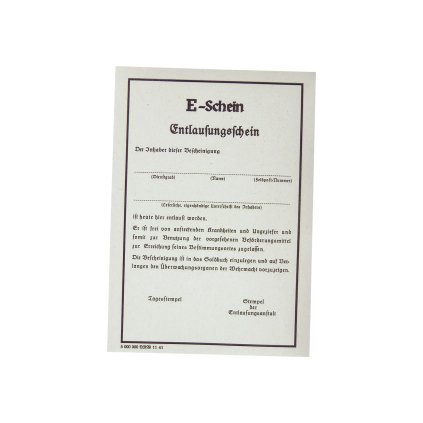E Schein Entlausungsschein lice decontamination ticket document WW2 German WWII wehrmacht reenactment reenactor film props warcopy reproductions heeres paperwork ration